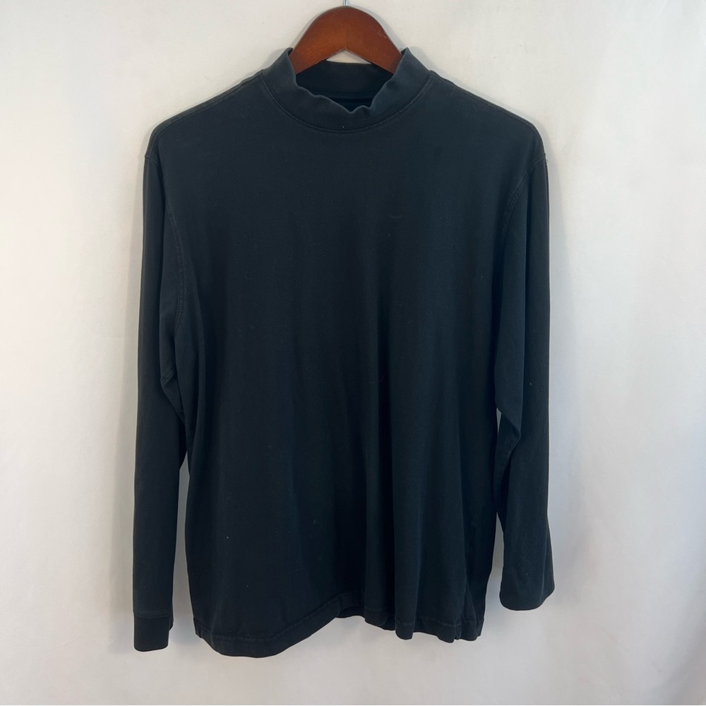 Forsyth Men's Black Long Sleeve Mock Neck Cotton Shirt Size L Large
